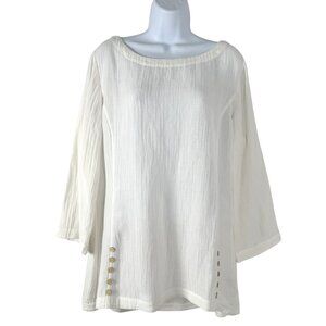 Soft Surroundings Oceo Gauze Tunic Top Large Star White NWT TP-3720